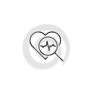 Checking heart beat, healthy heart check. Vector icon outline template