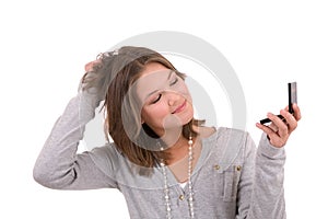 Checking her reflection