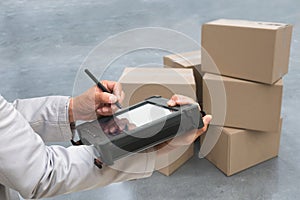 Checking for logistics, Goods package boxes in warehouse