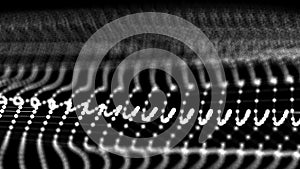 Checking mammogram x-ray moving like a wave formed of abstract dots connections.