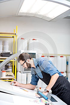 Checking the quality of the printing with magnifying glass