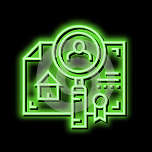 checking tenant recommendations neon glow icon illustration