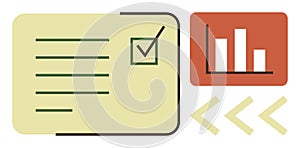 Checklist and Bar Graph Visualization for Data Management and Productivity Concepts