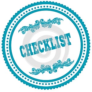 CHECKLIST blue round stamp.