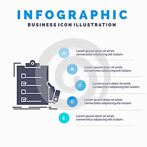 checklist, check, expertise, list, clipboard Infographics Template for Website and Presentation. GLyph Gray icon with Blue