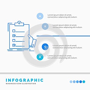 checklist, check, expertise, list, clipboard Infographics Template for Website and Presentation. Line Blue icon infographic style