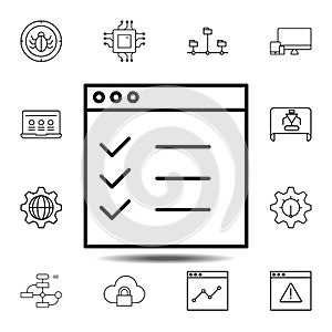 checklist, checkmark icon. Simple thin line, outline vector element of Web Design Development icons set for UI and UX, website or