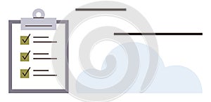 Checklist on Clipboard with Cloud Connection Visualizing Task Management and Organization