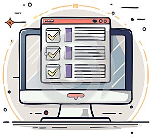 Checklist on Computer Screen Representing Tasks and Processes Completion for Modern Business Workflow Optimization