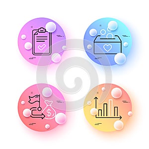 Checklist, Diagram graph and Financial goal minimal line icons. For web application, printing. Vector photo