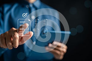 Checklist document with approval mark, document validation