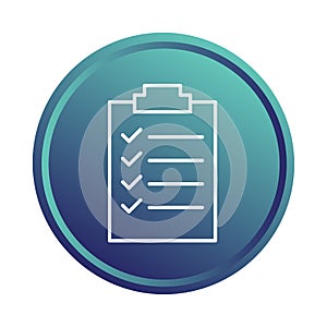 Checklist document icon. Task completion sheet. Successful survey Vector. Clipboard report element.