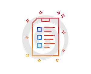 Checklist Document line icon. File sign. Vector