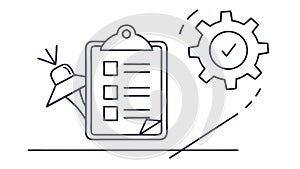 Checklist and Gear Icon: Task Management and Efficiency Concept, vector design Generative AI