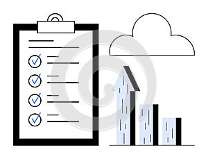 Checklist and Growth Chart with Cloud Highlighting Progress and Organization