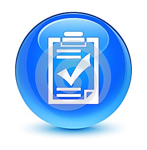 Checklist icon glassy cyan blue round button