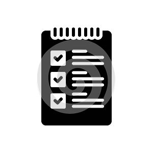 Black solid icon for Checklist, index and schedule