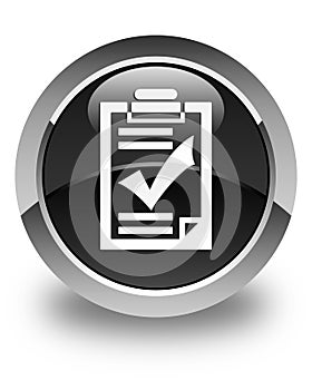 Checklist icon glossy black round button