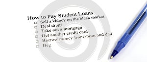 Checklist of Ideas for Paying Student Loans Off photo