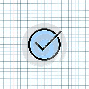 Checklist Mark Symbol Icon on Paper Note Background, Media Icon for Technology Communication and Business E-Commerce Concept.