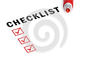 Checklist with marker and checked boxes.
