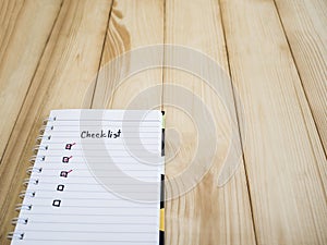 Checklist on notebook 2