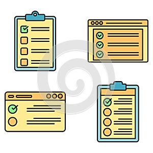 Checklist test icons set vector color