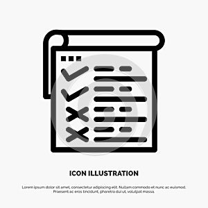 Checklist, Testing, Report, Qa Vector Line Icon