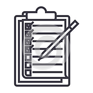 Checklist,to do list vector line icon, sign, illustration on background, editable strokes