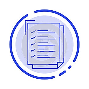 Checklist, To Do List, Work Task, Notepad Blue Dotted Line Line Icon