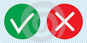 Checkmark, check, x or approve and deny vector color icon for apps and websites.