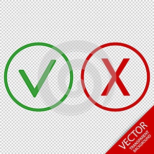 Checkmark And X Or Confirm And Deny Icons - Vector Illustration