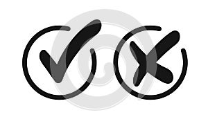 Checkmark and cross icon. photo