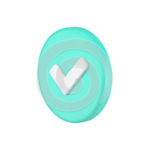 Checkmark done complete green circle button positive choice success accept isometric 3d icon vector