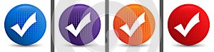 Checkmark icon abstract halftone round button set