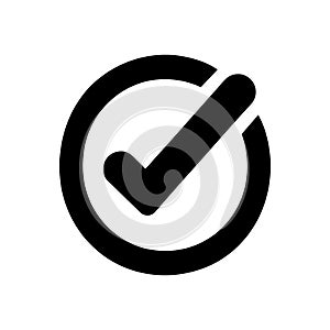 Checkmark icon. Black checkbox icon. Approved symbol.