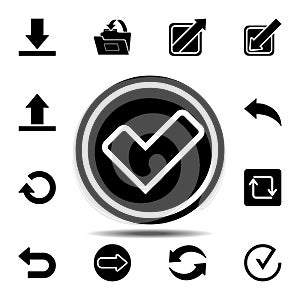 checkmark icon. Simple glyph vector element of web, minimalistic icons set for UI and UX, website or mobile application