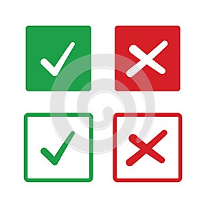 Checkmark and X mark icon. check and uncheck icon vector. validation icon vector. for apps and websites