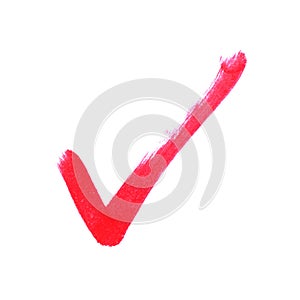 Checkmark painted with red brush