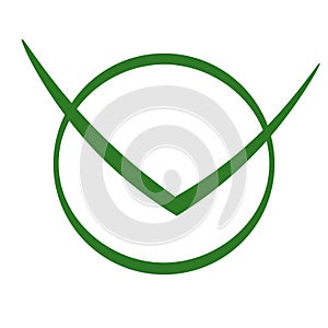 Checkmark right vector icon. Green checklist vector design. Checkmark icon for business, office, poster, web design. Flat