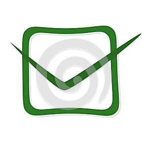 Checkmark right vector icon. Green checklist vector design. Checkmark icon for business, office, poster, web design. Flat