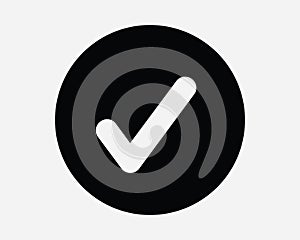 Checkmark Round Icon. Tick Approve Confirm Vote Verified Positive Checklist. Black White Circle Button Sign Symbol EPS Vector