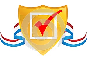 Checkmark Shield with Ribbon