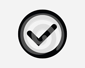 Checkmark Tick Circle Icon Correct Select Check Mark Verify Verified Choice Yes Vote OK Right Round Shape Sign Symbol EPS Vector