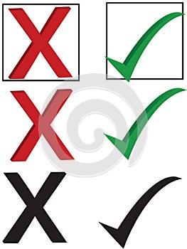 Checkmark and X