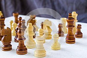 Checkmate and chess figures close-up