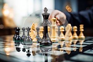 Checkmate A decisive business strategy ends the chess game with a kings defeat