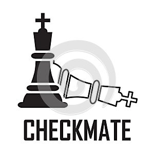 Checkmate on a white background Vector Illustration. Chess Black King Figures Pieces