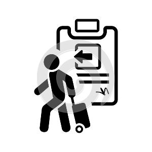 Checkout, disquisition, investigation icon. Black vector graphics
