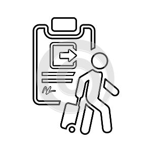 Checkout, disquisition, investigation outline icon. Line art vector